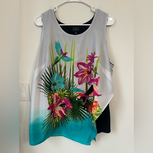 Worthington Tops - Worthington Asymmetrical Pink and Blue Tank Top
